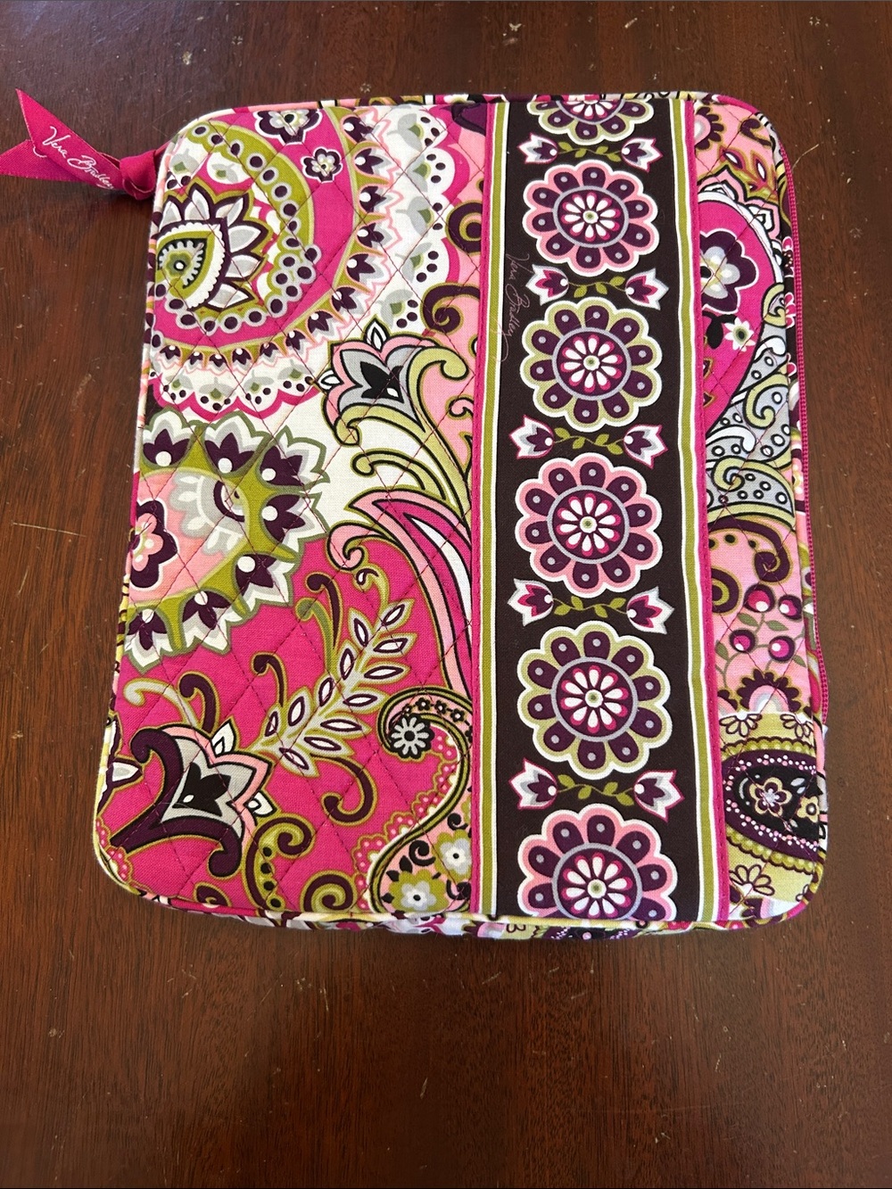 Vera Bradley Hot Pink Paisley Quilted Tech Sleeve EUC